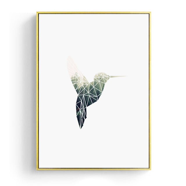Minimalist Nature Green Forest Wilderness Wall Art Geometric Humming Bird Fine Art Canvas Prints Nordic Style Pictures For Modern Home Decor