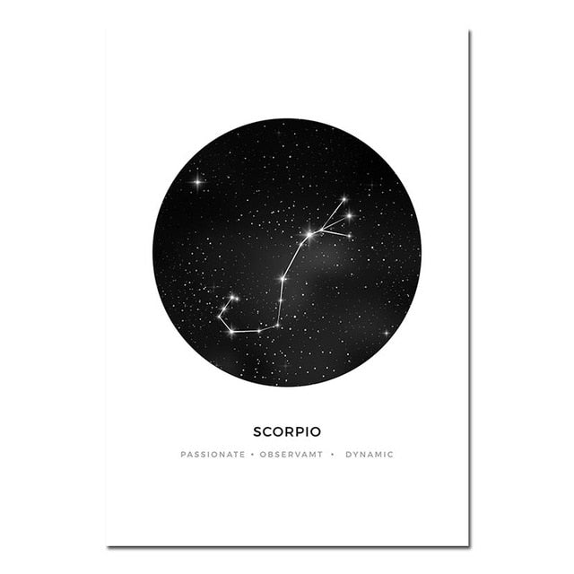 Minimalist Abstract Constellations Wall Art Black And White Star Signs Astrology Fine Art Canvas Prints For Living Room Bedroom Home Decor