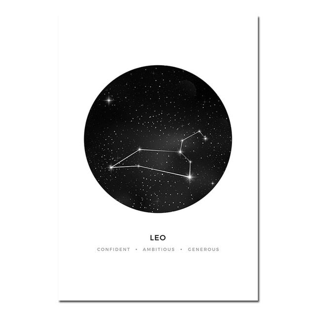 Minimalist Abstract Constellations Wall Art Black And White Star Signs Astrology Fine Art Canvas Prints For Living Room Bedroom Home Decor