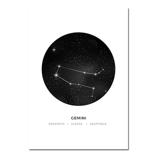 Minimalist Abstract Constellations Wall Art Black And White Star Signs Astrology Fine Art Canvas Prints For Living Room Bedroom Home Decor