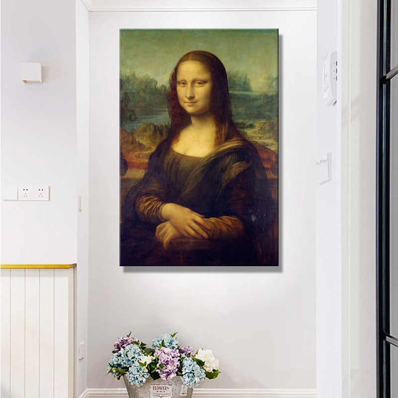 Mona Lisa Canvas Poster Fine Art Print Painting by Leonardo da Vinci Italian Renaissance Art Wall Poster Famous Painting For Modern Home Decor