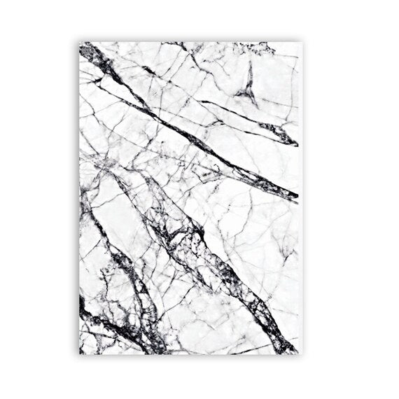 Abstract Marble Effect Wall Art Minimalist Black White Fine Art Canvas Print Simple Stylish Nordic Style Picture For Modern Interior Decor