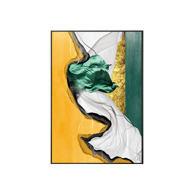 Abstract Luxury Nordic Marble Wall Art Stylish Golden Blue Green Red Fine Art Canvas Prints For Modern Home Office Interior Glam Decor