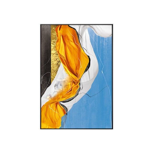 Abstract Luxury Nordic Marble Wall Art Stylish Golden Blue Green Red Fine Art Canvas Prints For Modern Home Office Interior Glam Decor