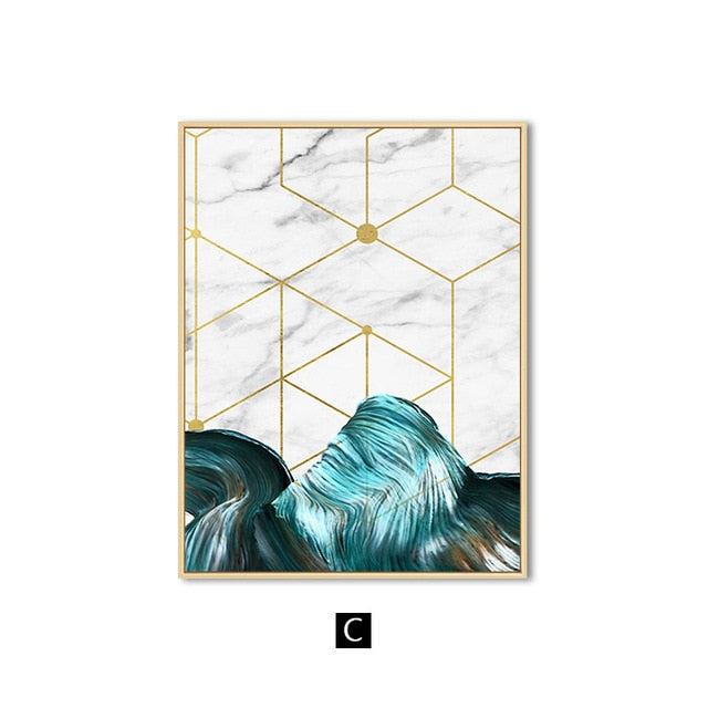 Abstract Swirls Luxury Nordic Wall Art Modern Golden Geometry Marble Paint Splash Fine Art Canvas Prints For Stylish Home Office Interior Decor