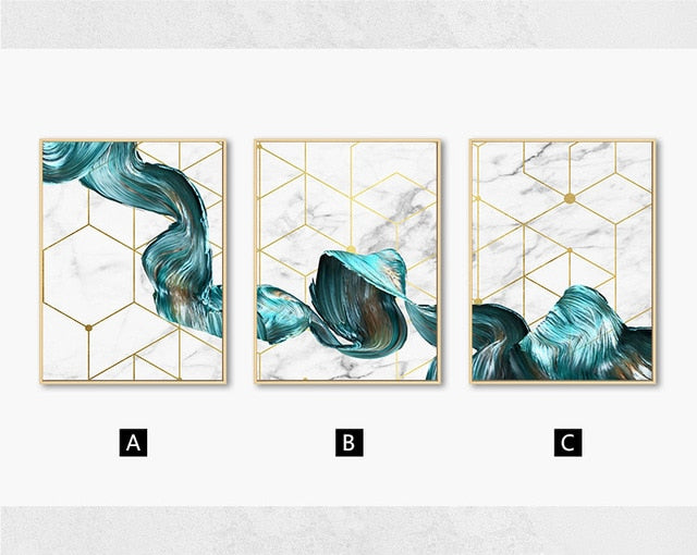 Abstract Swirls Luxury Nordic Wall Art Modern Golden Geometry Marble Paint Splash Fine Art Canvas Prints For Stylish Home Office Interior Decor