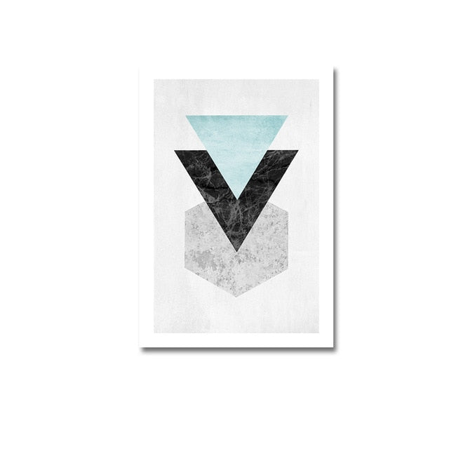Abstract Modern Geometric Shapes Wall Art Contrasting Shapes Symbols Jade Black Marble Fine Art Canvas Prints For Modern Home Interior Decor