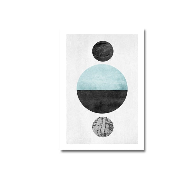 Abstract Modern Geometric Shapes Wall Art Contrasting Shapes Symbols Jade Black Marble Fine Art Canvas Prints For Modern Home Interior Decor