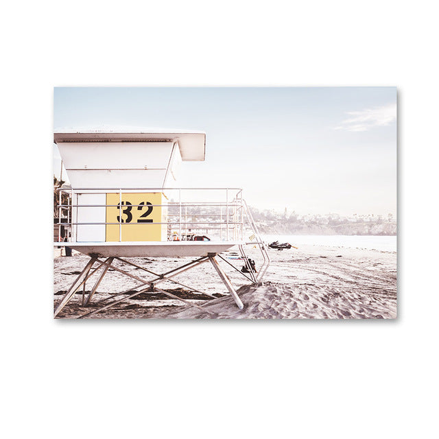 Beach Lover Coastal Seascape Wall Art Nordic Style Fine Art Canvas Prints Lifeguard Life Posters For Bedroom Living Room Beach House Home Decor