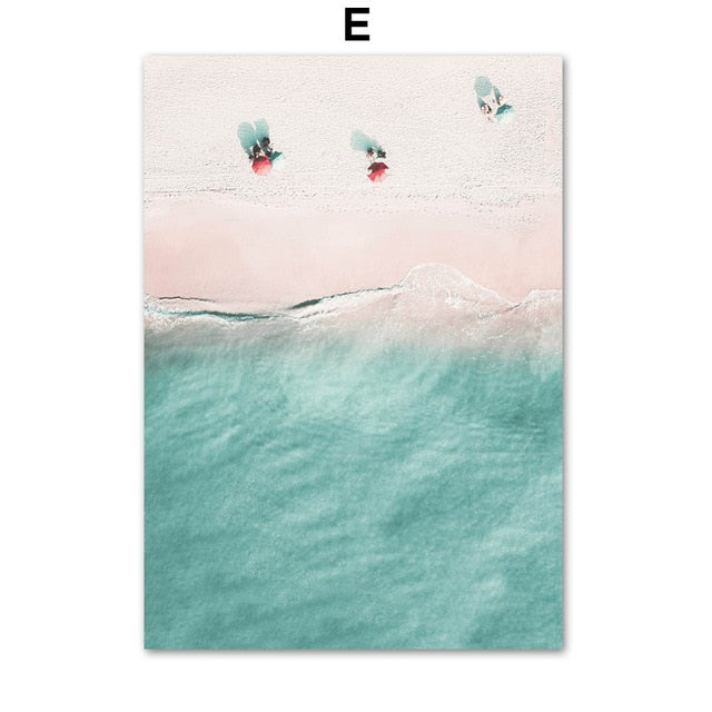 Pink Tropical Surf Camper Van Wall Art Palm Trees Cactus Posters Fine Art Canvas Prints Pictures For Living Room Bedroom Wall Decor