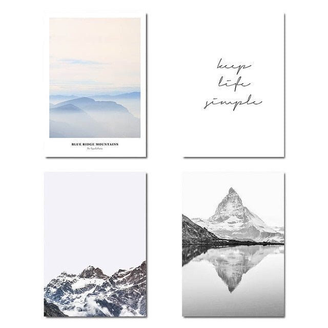 Blue Ridge Mountains Wall Art Matterhorn Minimalist Keep Life Simple Nordic Style Fine Art Canvas Prints For Modern Home Interior Decor