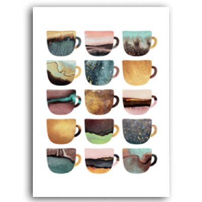 Delightful Colorful Coffee Mugs Kitchen Art Posters Coffee Quotations Fine Art Canvas Prints For Modern Kitchen Cafe Tearoom Modern Home Decor