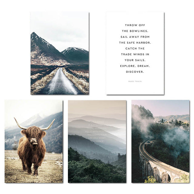 Explore. Dream. Discover. Northern Landscape Wilderness Nature Fine Art Canvas Prints Nordic Style Modern Home Interior Wall Decor