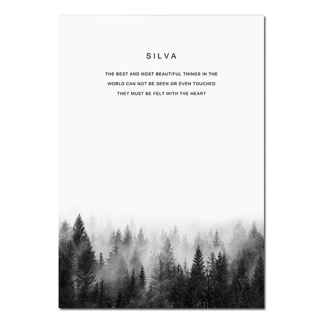Scandinavian Forest Scenes Minimalist Black & White Gallery Wall Art Nordic Style Fine Art Canvas Prints For Living Room Modern Home Decor