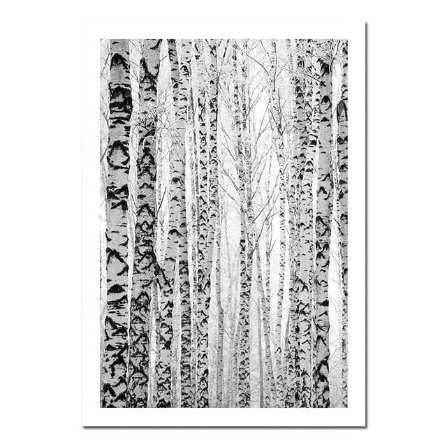 Scandinavian Forest Scenes Minimalist Black & White Gallery Wall Art Nordic Style Fine Art Canvas Prints For Living Room Modern Home Decor