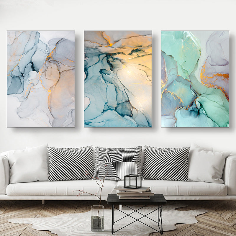 Modern Colorful Marble Abstract Wall Art Contemporary Nordic Style Fine Art Canvas Prints For Chic Bedroom Living Room Glam Decor