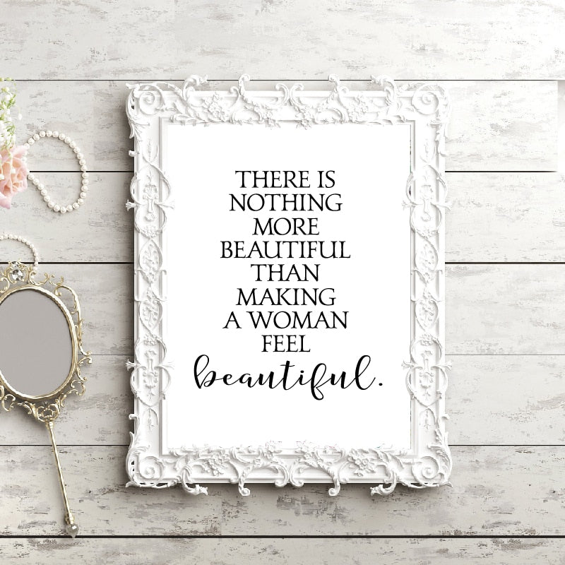 Minimalist Beautiful Quotation Wall Art Poster For Beauty Salon Black White Fine Art Canvas Print Simple Typographic Picture For Girls Bedroom Wall Decor