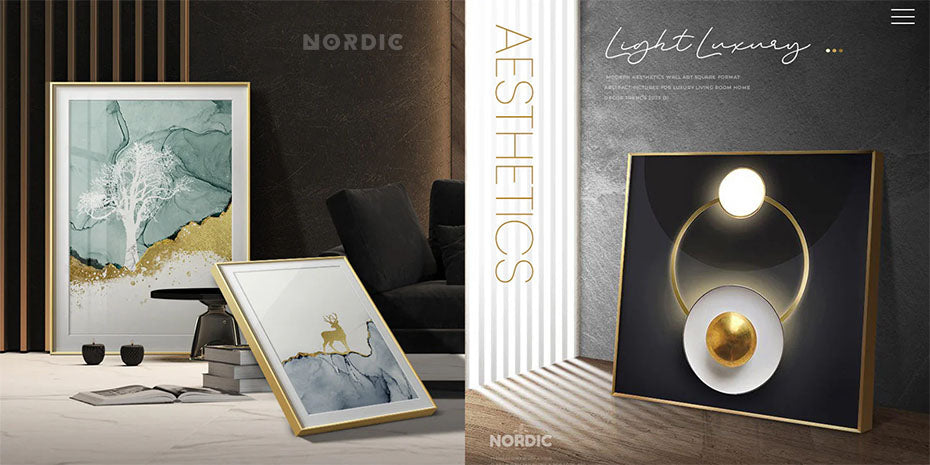 The Nordic Gold collection of wall art takes inspiration from nature and the environment