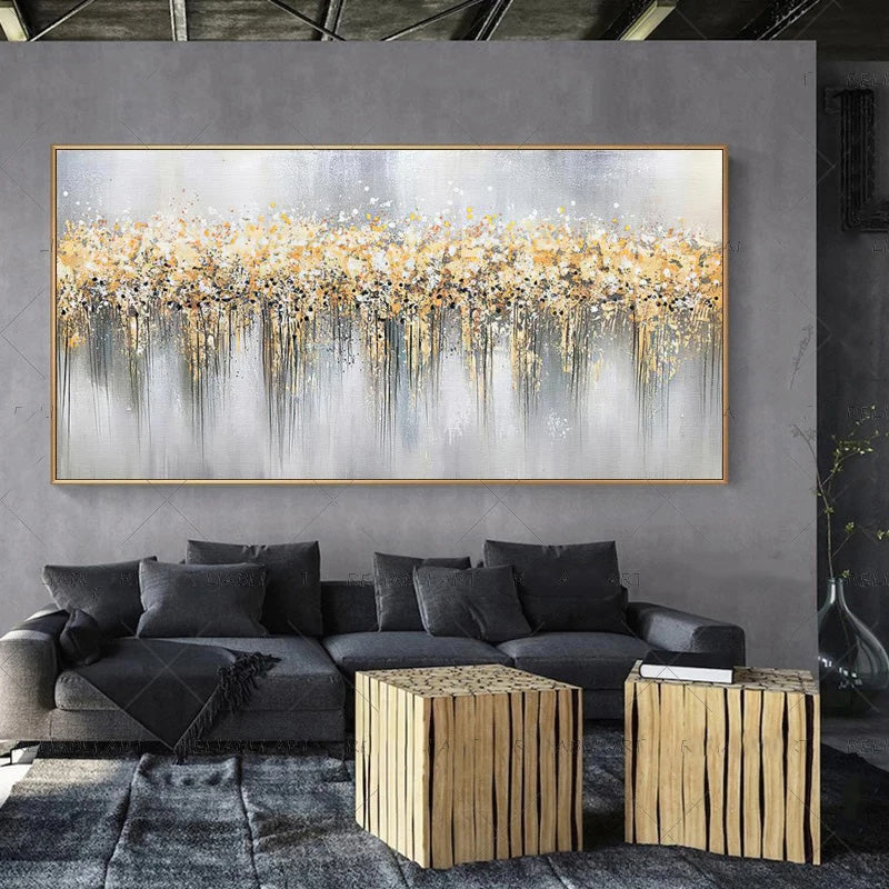Modern Abstract Gray Beige Golden Wall Art Fine Art Canvas Prints Picture For Luxury Living Room Bedroom Art For Contemporary Interiors