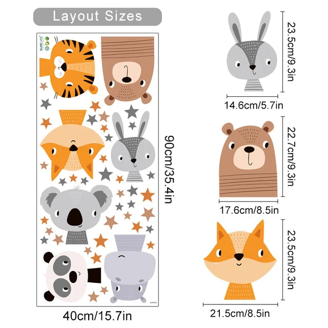 Cute Lion Giraffe Reindeer & Friends Wall Decals Removable Peel & Stick Wall Stickers High Quality Nursery Vinyl For Creative DIY Wall Decor