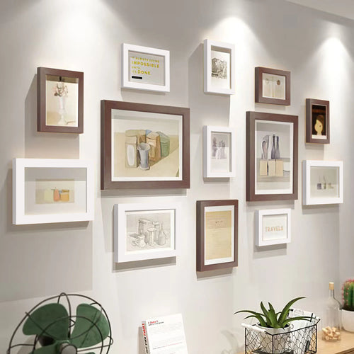 13‑Pieces Wooden Picture Frame Set – Mixed Sizes for Modern Gallery Wall, Living Room & Home Decor – Perfect for Photos and Art Prints