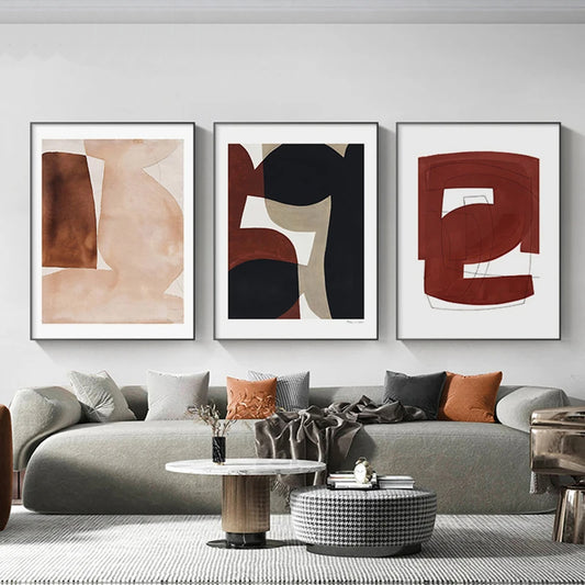 Modern Earthy Tones Abstract Wall Art Fine Art Canvas Prints Pictures For Contemporary Apartment Living Room Home Office Art Decor