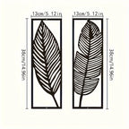 2Pcs Leaf Silhouettes Metal Wall Art 3D Sculptured Iron Craft Leaves Feathers Wall Decor For Living Room Dining Room Garden Creative Nordic Home Decor