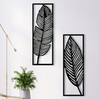 2Pcs Leaf Silhouettes Metal Wall Art 3D Sculptured Iron Craft Leaves Feathers Wall Decor For Living Room Dining Room Garden Creative Nordic Home Decor