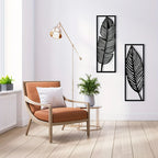 2Pcs Leaf Silhouettes Metal Wall Art 3D Sculptured Iron Craft Leaves Feathers Wall Decor For Living Room Dining Room Garden Creative Nordic Home Decor