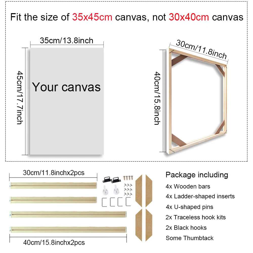 30x40cm Wooden Frame Kits For Canvas Prints Solid Wood Stretcher Bars DIY Picture Framing Kits 2025