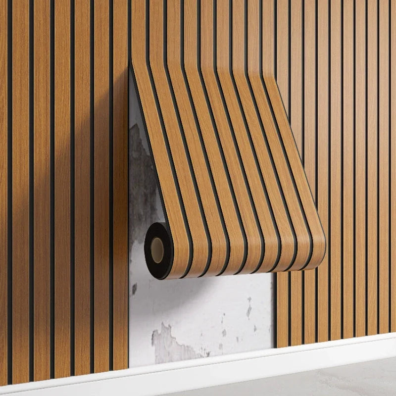 3D Striped Self-Adhesive PVC Wall Panelling – Neutral Tones Design for Modern Living Rooms, TV Backdrops & Creative DIY Decor Projects 300cm x 40cm