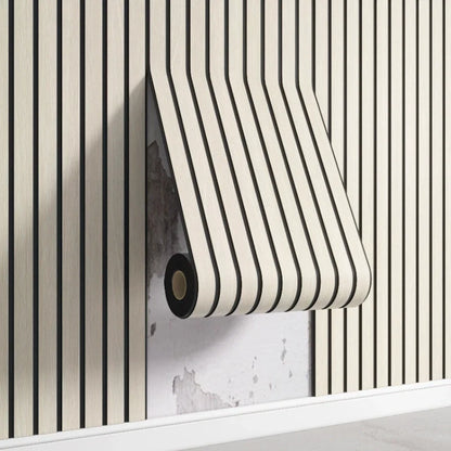 3D Striped Self-Adhesive PVC Wall Panelling – Neutral Tones Design for Modern Living Rooms, TV Backdrops & Creative DIY Decor Projects 300cm x 40cm