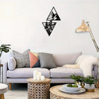 3D Wild Mountain River Wall Plaque Black Metal Wall Art Iron Craft Wall Decoration For Living Room Dining Room Creative Nordic Home Decor