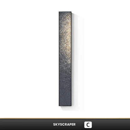 Modern Abstract Particle Geometry Wall Art Slim Format Fine Art Canvas Prints Vertical Skyscraper Format Pictures For Entrance Hall Home Office Decor