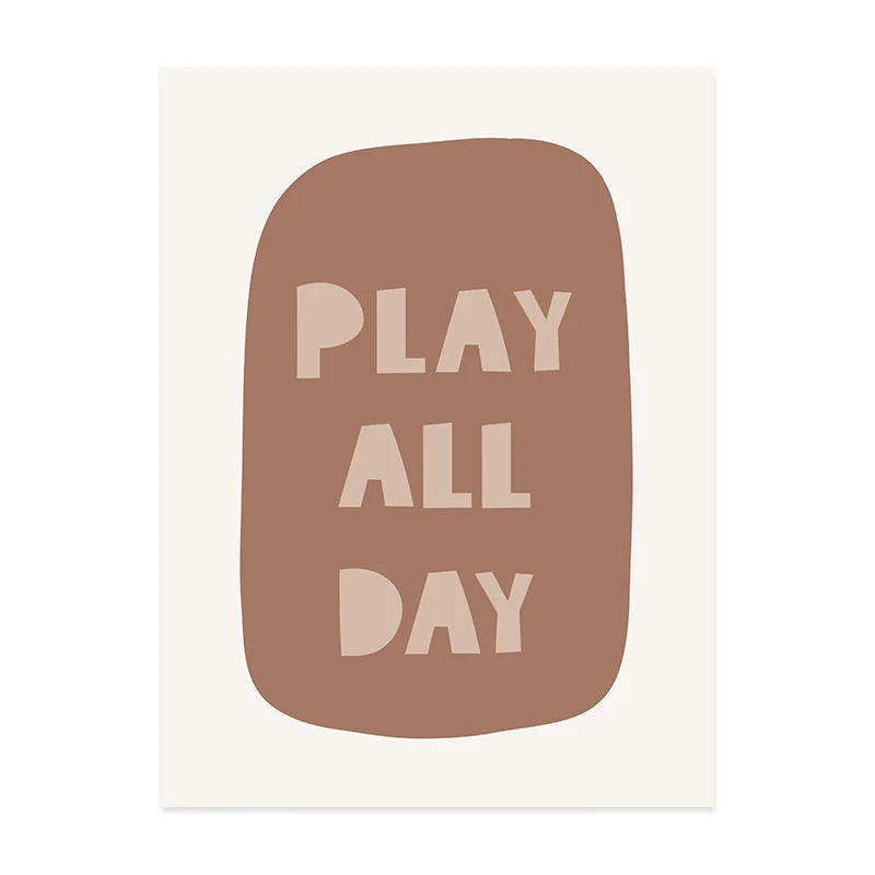 Personalized Baby's Name Wall Art For Nursery Room Cute Rainbow Cloud Play All Day Poster Pictures For Baby's Boy Girl's Room Wall Decoration