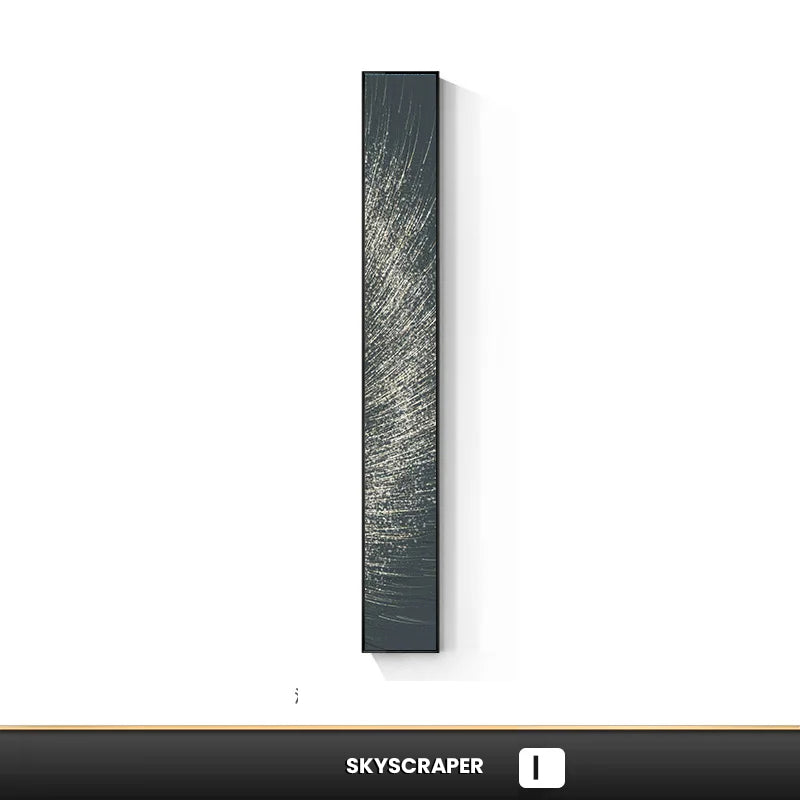 Modern Abstract Particle Geometry Wall Art Slim Format Fine Art Canvas Prints Vertical Skyscraper Format Pictures For Entrance Hall Home Office Decor