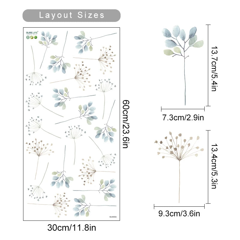 Wild Meadow Flowers Wall Decals Removable PVC Wall Stickers For Kitchen Dining Room Cafe Wall Decoration Creative DIY Home Decor