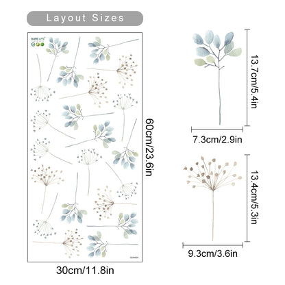 Wild Meadow Flowers Wall Decals Removable PVC Wall Stickers For Kitchen Dining Room Cafe Wall Decoration Creative DIY Home Decor