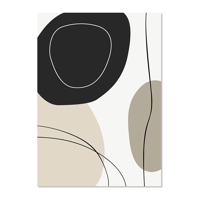Modern Abstract Wall Art Geometric Line Shape And Form Fine Art Canvas Prints Black Beige Terracotta Pictures For Living Room Decor