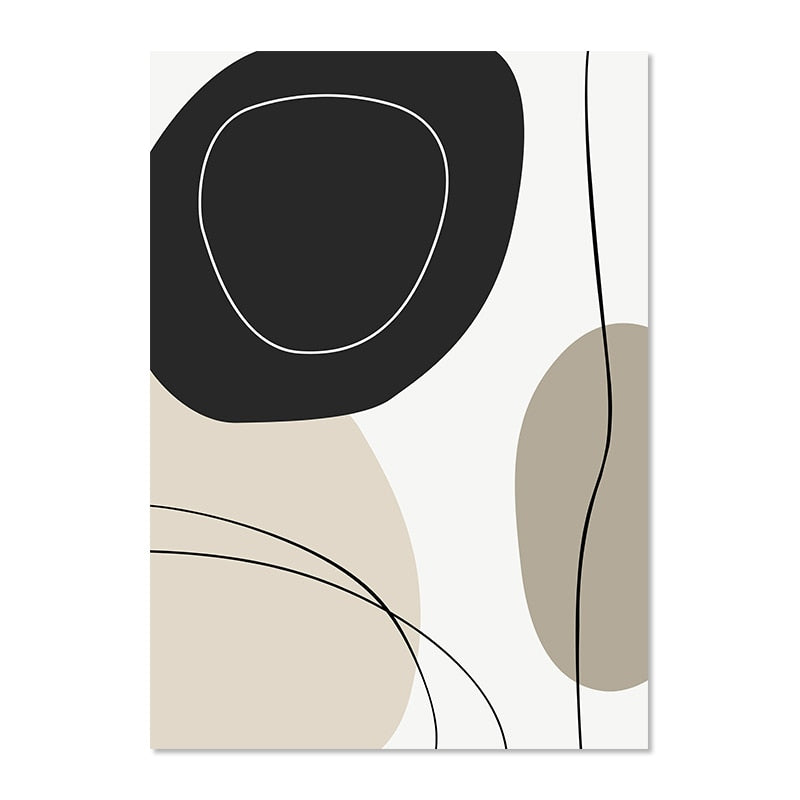 Modern Geometric Wall Art Abstract Line Shape And Form Fine Art Canvas Prints Black Beige Terracotta Pictures For Living Room Decor