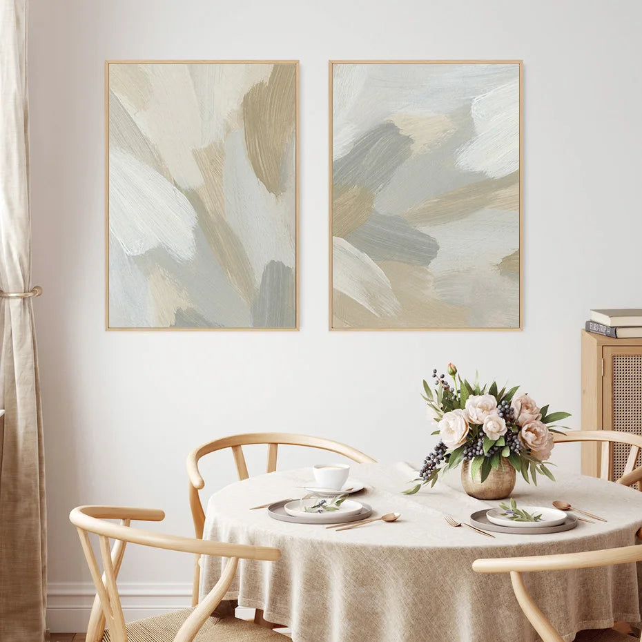 Neutral Colors Abstract Thick Brush Painting Wall Art Fine Art Canvas Prints Posters Pictures For Modern Living Room Bedroom Art Decor
