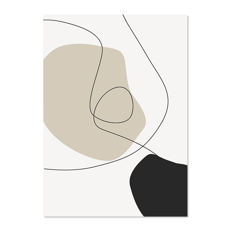 Modern Abstract Wall Art Geometric Line Shape And Form Fine Art Canvas Prints Black Beige Terracotta Pictures For Living Room Decor