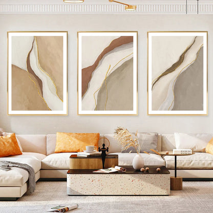 Modern Geomorphic Abstract Wall Art Fine Art Gray Beige Brown Canvas Prints Pictures For Living Room Contemporary Home Interior Decor