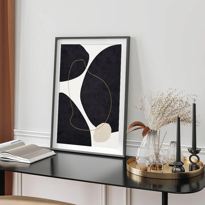 Nordic Minimalist Abstract Beige Black Shape &amp; Line Wall Art Fine Art Canvas Prints Pictures For Modern Living Room Bedroom Art Decor