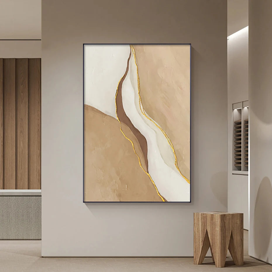 Modern Geomorphic Abstract Wall Art Fine Art Gray Beige Brown Canvas Prints Pictures For Living Room Contemporary Home Interior Decor