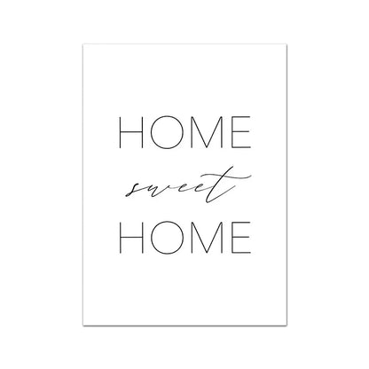 Home Sweet Home Black White Quotes Posters Wall Art Fine Art Canvas Prints Minimalist Nordic Pictures For Simple Living Room Decor