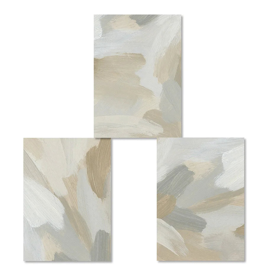 Neutral Colors Abstract Thick Brush Painting Wall Art Fine Art Canvas Prints Posters Pictures For Modern Living Room Bedroom Art Decor