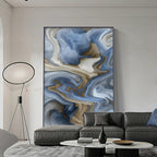 Abstract Beige Blue Gray Alien Cloud Wall Art Fine Art Canvas Prints Modern Pictures For Apartment Living Room Dining Room Home Office Decor