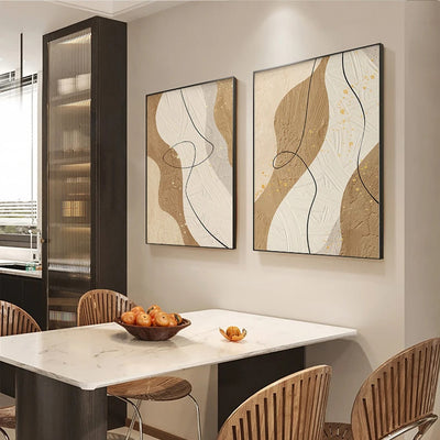 Abstract Beige Texture Black Line Wall Art Fine Art Canvas Prints Nordic Abstract Pictures For Bedroom Living Room Dining Room Decor