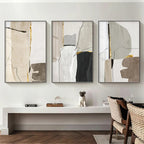 Abstract Black White Canvas Prints Paintings Modern Golden Geometric Line Posters Wall Art Pictures for Living Room Office Decor